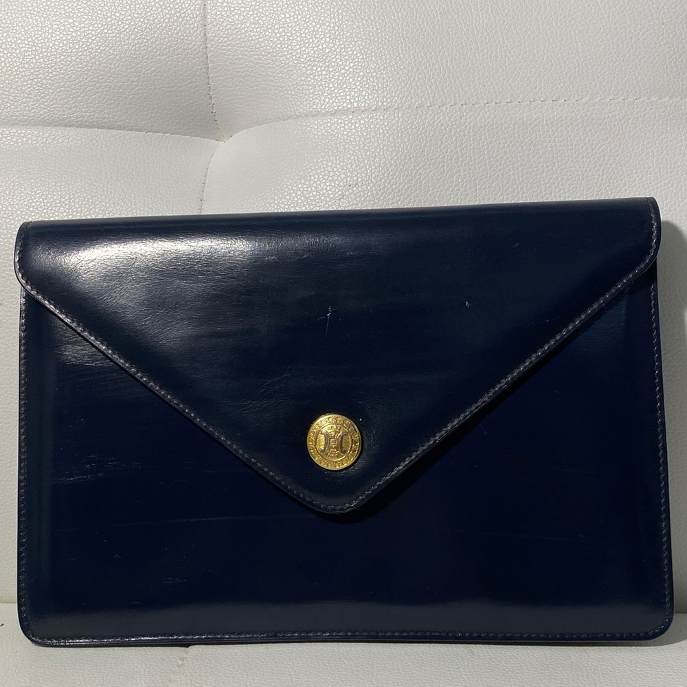 Authentic CELINE Envelope Navy Leather Clutch Bag - Picture 5 of 16